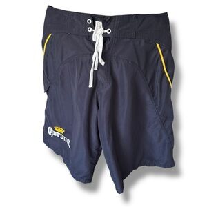 Vtg y2k Corona navy blue yellow Men's board Shorts size xlarge 36 beach travel